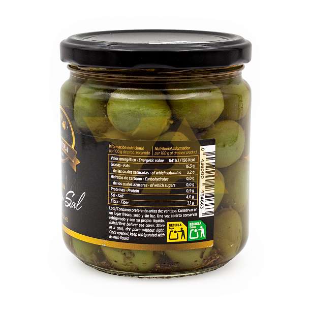 Оливки зеленые с пониженным содержанием соли, LA TORTOLA, 0,370 кг/0,200 кг (ст/б)  LA TORTOLA Испания