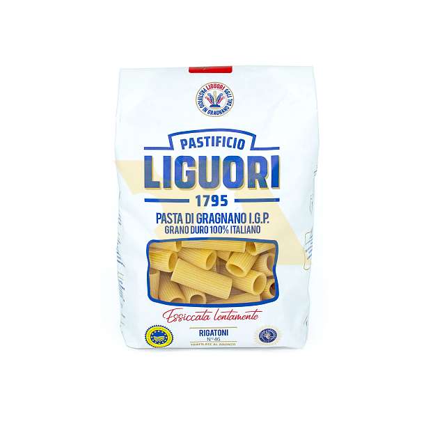 Ригатони №46, паста из Граньяно I.G.P. из твердых сортов пшеницы, LIGUORI, 0,5 кг (бум/упак) 16 шт/кор 0.5 кг. Liguori Pastificio Италия