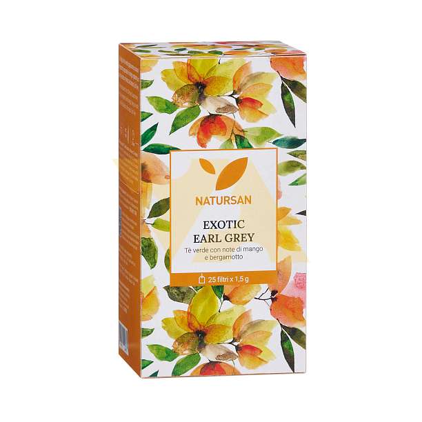 Чай зеленый Экзотический Эрл Грей с нотками манго и бергамота, 25 пакетиков по 1,5 гр., NATURSAN, 0,0375 кг (карт/кор)  SNAK Италия