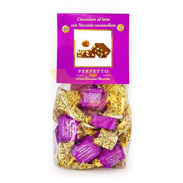 Конфеты из молочного шоколада с засахаренным лесным орехом PERFETTO, ANTICA TORRONERIA PIEMONTESE, 0,150 кг (пласт/пакет)  Antica Torroneria Piemontese Италия