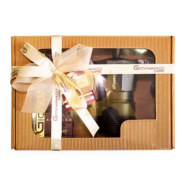 Набор Кофе молотый GRAN CAFFE и Гейзерная кофеварка Мока  Giovannacci Caffè Италия
