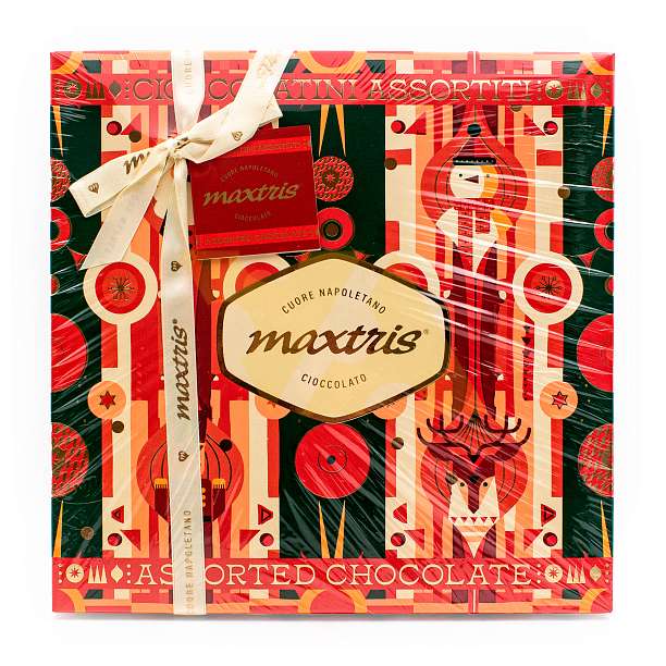Ассорти из трех пралине в темном и молочном шоколаде, MAXTRIS, 0,500 кг (новогодняя корт/кор)  Confetti Maxtris Италия