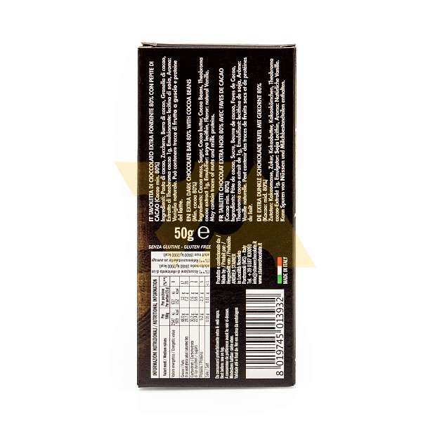 Шоколад горький "Анти возраст", 3113, 80% какао, STAINER, 0,05 кг  ANDREA STAINER Италия