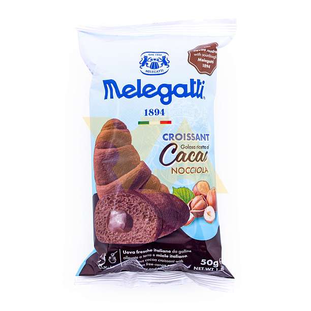 Круассан c какао и начинкой из крема лесного ореха (фундука), MELEGATTI, 0,050 кг  Melegatti Италия
