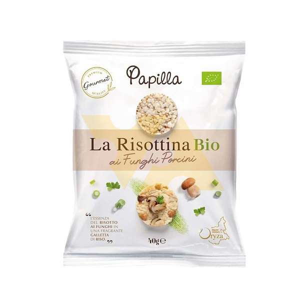 Хлебцы круглые (мини галеты) из неочищенного риса с белыми грибами BIO, PAPILLA RISOTINA , ORYZA, 0,04 кг  Oryza s.r.l. Италия
