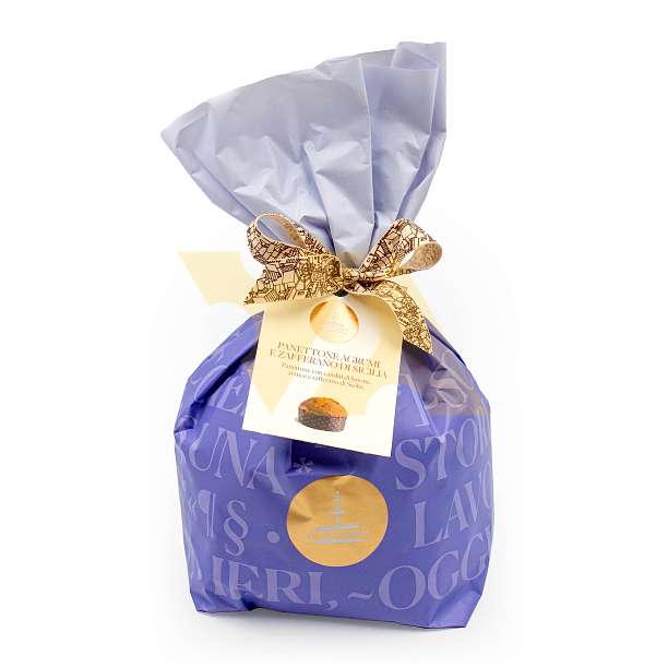 Панеттоне с сицилийским цитрусовыми цукатами и шафраном без изюма FIASCONARO, 0,500 кг (бум/уп)  Fiasconaro Италия
