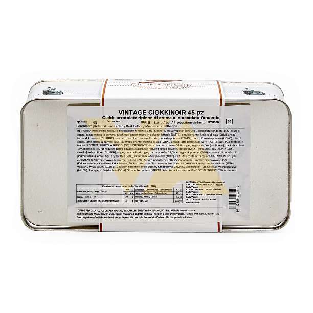 Хрустящие вафельные трубочки с кремом из тёмного шоколада CIOKKINOIR, 0,360 кг (винтажная ж/б)  Bussy Италия