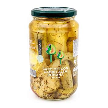Артишоки с ножкой по-римски в подсолнечном масле, ITALCARCIOFI, 0,53 кг/0,31 кг/0,58 л (ст/б)