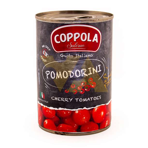 Томаты черри, без добавления соли, COPPOLA, 0,4 кг/0,24 кг/0,425 л (ж/б)  Coppola Foods Италия