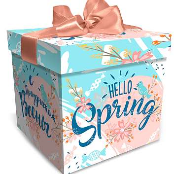 Подарочная упаковка "Кубик Хэллоу Спринг b45" синий