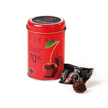Конфеты Боеро черешня с граппой в темном шоколаде, BODRATO CIOCCOLATO, 0,150 кг (ж/б цилиндр)