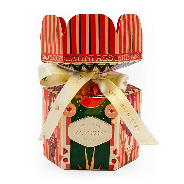 Ассорти из трех пралине в темном и молочном шоколаде, MAXTRIS, 0,070 кг (новогодний цветок)  Confetti Maxtris Италия