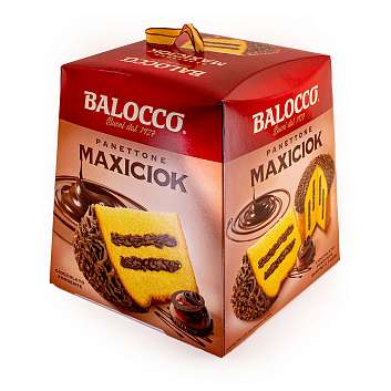 Панеттоне MAXICIOK, рождественский кулич с шоколадом сверху и внутри, BALOCCO, 0,8 кг (карт/кор)