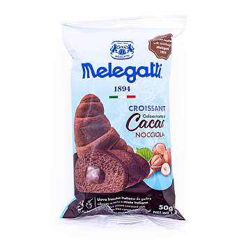 Круассан c какао и начинкой из крема лесного ореха (фундука), MELEGATTI, 0,050 кг