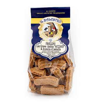 Печенье песочное Фроллини из пшеницы Аччайо с апельсином и корицей, IL BALESTRO, 0,250 кг (пл/пак)
