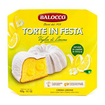Торт с лимонным кремом TORTE in FESTA, BALOCCO, 0,400 кг (карт/кор)