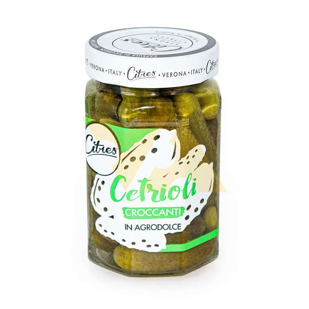 Огурцы хрустящие в кисло-сладком уксусе, CITRES, 0,290 кг/0,160 кг (ст/б)  Citres Италия