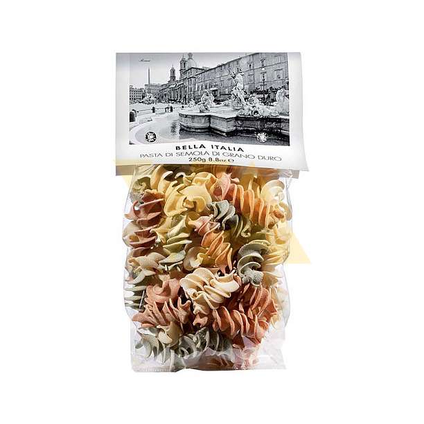 Фузиллони триколор BELLA ITALIA, паста из твердых сортов пшеницы,  UMBRO, 0,25 кг  Antico Pastificio Umbro S.r.l. Италия
