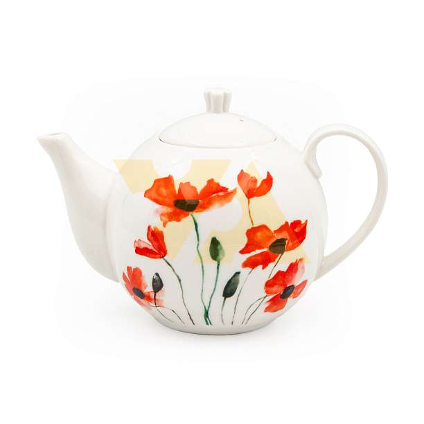 Чайник из фарфора Красные маки (RED POPPIES) в картоннй коробке 600 мл REGINADIFIORI  