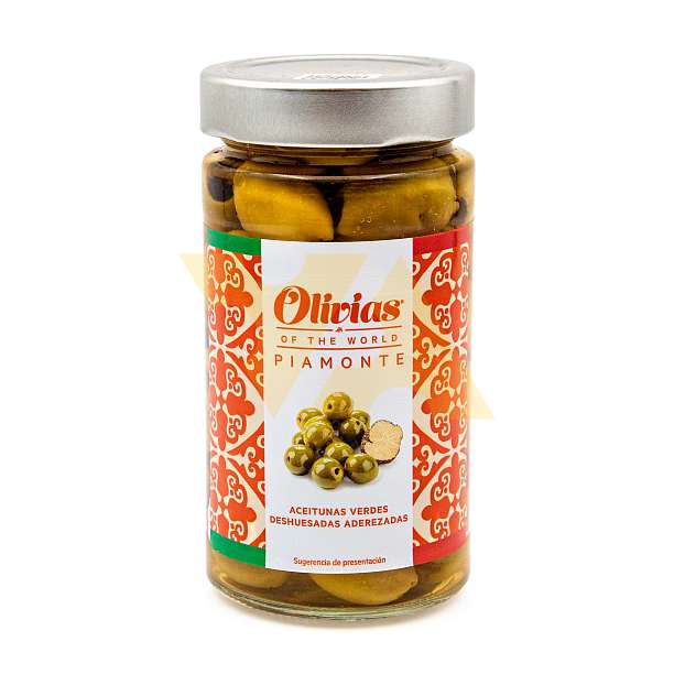 Оливки зелёные без косточек по-пьемонтски с ароматом трюфеля, OLIVIAS BY TAST, 0,370 мл / 0,350 кг / 0,150 кг (ст/б)  OLIVIAS BY TAST Испания