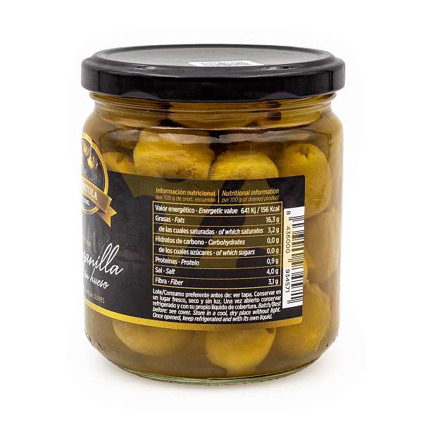 Оливки зеленые без косточек "MANZANILLA", LA TORTOLA, 0,370 кг/0,200 кг (ст/б)  LA TORTOLA Испания