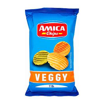 Чипсы картофельные вегетарианские (картофель, томаты, шпинат) VEGGY ALFREDO\'S, AMICA CHIPS, 0,110 кг