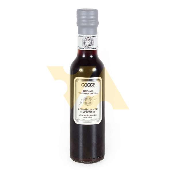 K0100 Уксус бальзамический из Модены IGP GOCCE, выдержка 2 года, кислотность 6%, 0,25 л (ст/б с серебряной крышкой)  Acetaia Leonardi Италия