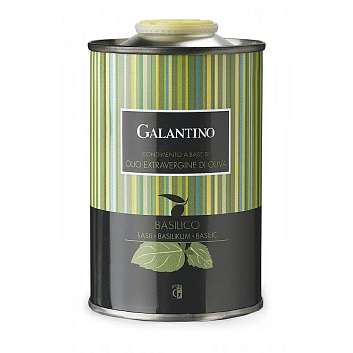 Масло оливковое первого холодного отжима ароматизированное базиликом, GALANTINO, 0,25 л  (жестяная канистра)