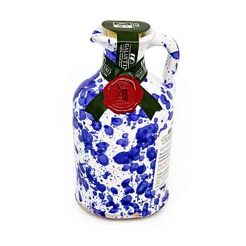 Масло оливковое первого холодного отжима FRUTTATO MEDIO, GALANTINO, 0,1 л (глиняный кувшин FANTASIA AZZURRO голубой)