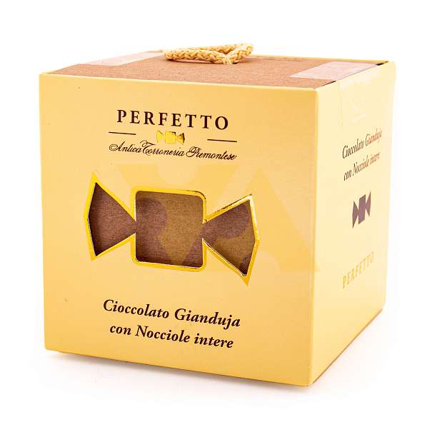 Конфеты 0137 из молочного шоколада и ореховой пасты Джандуйя с цельным лесным орехом PERFETTO, ANTICA TORRONERIA PIEMONTESE, 0,100 кг (карт/кор желтый кубик)  Antica Torroneria Piemontese Италия