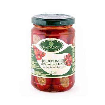 Перец фаршированный тунцом в подсолнечном масле, ITALCARCIOFI, 0,29 кг/0,19 кг/0,314 л (ст/б)