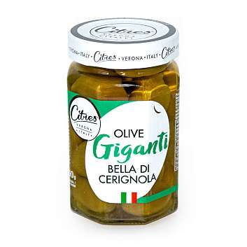 Оливки гигантские с косточками Белла ди Чериньола, CITRES, 0,290 кг/0,160 кг (ст/б)