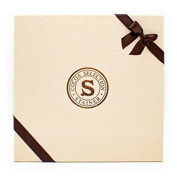 4085С Пралине ассорти COCOA SELECTION, STAINER, 0,250 кг (бежевая коробка с лентами)