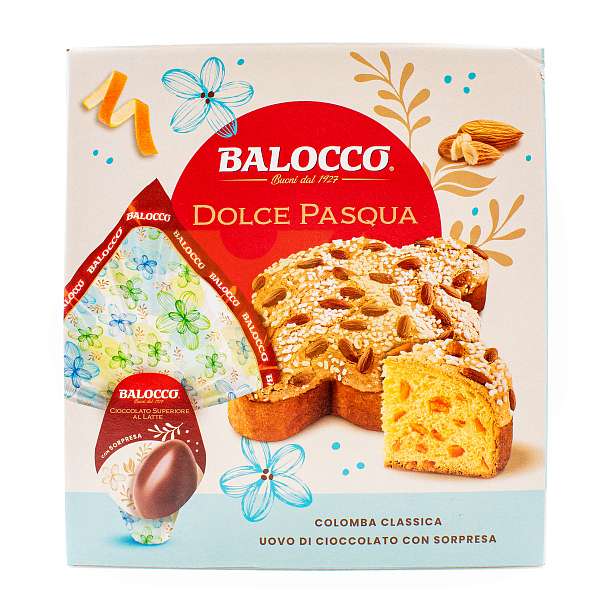 Набор Пасхальный DOLCE PASQUA (Коломба классическая 700 гр и Яйцо шоколадное с сюрпризом 150 гр), BALOCCO, 0.850 кг (карт/кор)  Balocco Италия