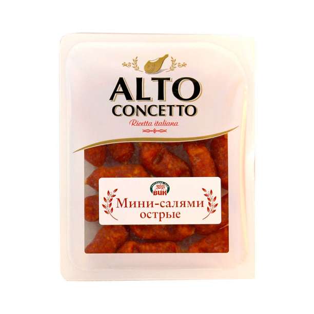 Мини-салями острые, колбаски сыровяленые, ALTO CONCETTO, 0,15 кг  Alto Concetto Россия