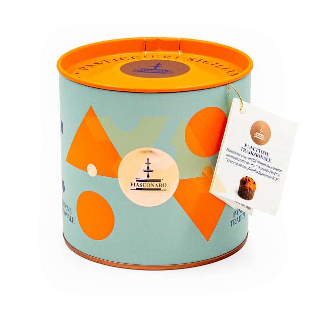 Панеттоне мини Традиционный с апельсиновыми цукатами и изюмом ароматизированный вином "Марсала DOP" и Ликером "Терре Сичилиане Зибиббо IGP", FIASCONARO, 0,100 кг (ж/б)  Fiasconaro Италия