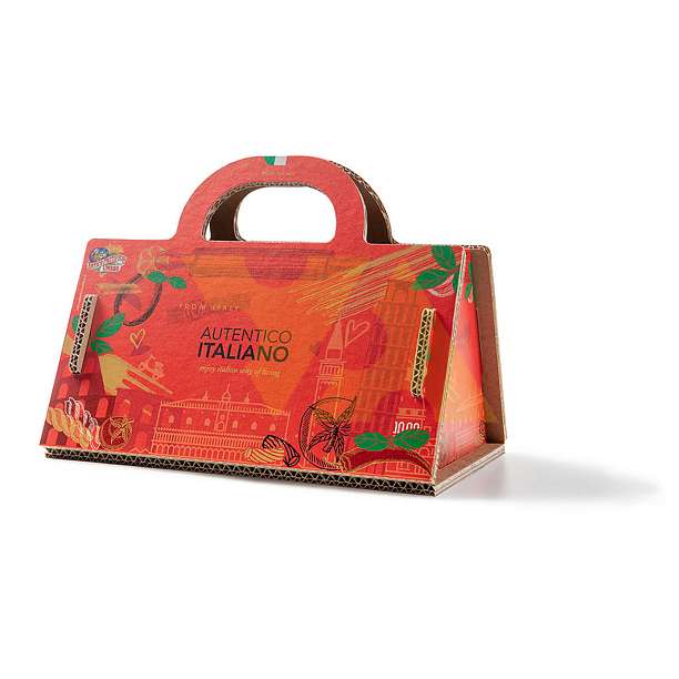 Набор подарочный СУМКА КРАСНАЯ AUTENTICO ITALIANO №5 (Соус Песто по-генуэзски, Тортильони, cмесь специй Арраббьята) (карт/кор)