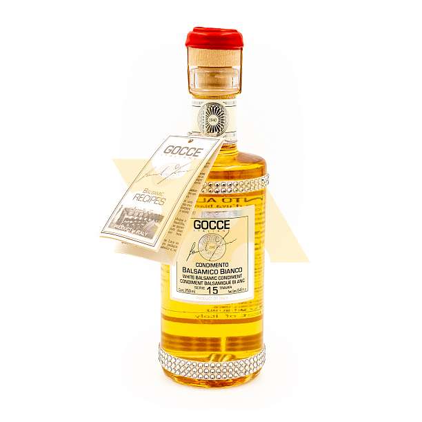 Заправка белая на основе уксуса бальзамического из Модены №15, GOCCE, K7420, выдержка 15 лет, 0,250 л (ст/б с кристаллами, в тубе с кристаллами и в карт/коробке)  Acetaia Leonardi Италия