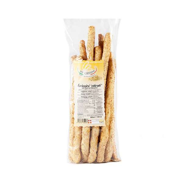 Гриссини с кунжутом "STIRATI", хлебные палочки толстые, TD GRISSINI, 0,2 кг 0.2 кг. TD GRISSINI Италия