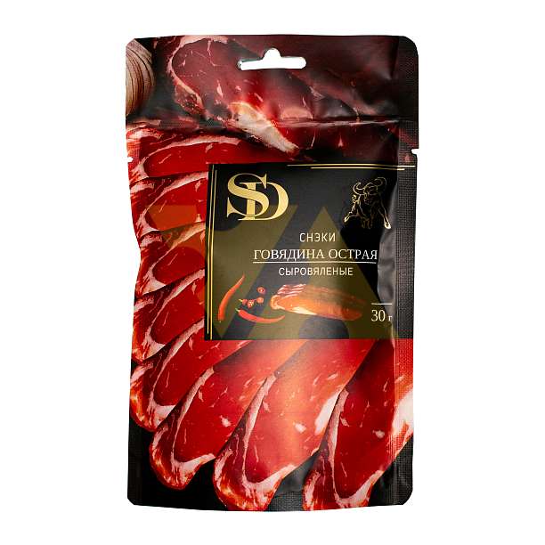 Снэки из говядины острые сыровяленые SD, нарезка, 0,030 кг  Сытный дом Россия