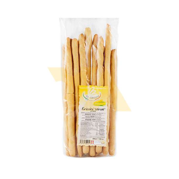 Гриссинотти из кукурузной муки, хлебные палочки толстые, TD GRISSINI, 0,2 кг 0.2 кг. TD GRISSINI Италия