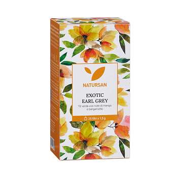 Чай зеленый Экзотический Эрл Грей с нотками манго и бергамота, 25 пакетиков по 1,5 гр., NATURSAN, 0,0375 кг (карт/кор)