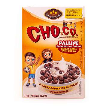 Сухой завтрак шарики с какао CHO&CO, CEREALITALIA, 0,375 кг (карт/кор)
