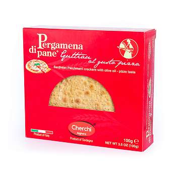 Хлебцы сардинские PERGAMENA DI PANE® Гуттиау со вкусом пиццы, CHERCHI, 0,100 кг (карт/кор)