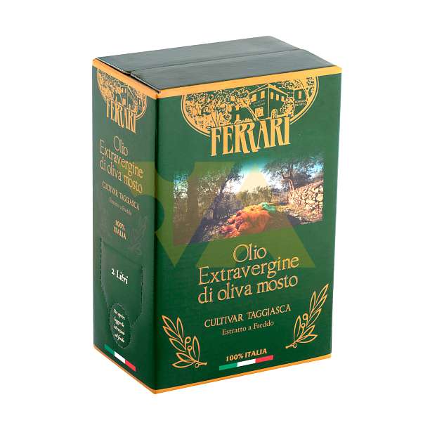Масло оливковое первого холодного отжима из оливок сорта Таджаски, 100% ITALIANO, FERRARI, 2 л (фольгированный пакет в картонной коробке)  Azienda FERRARI Италия