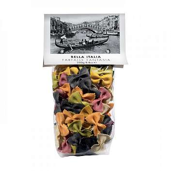 Фарфалле FANTASIA BELLA ITALIA, разноцветная паста из твердых сортов пшеницы, UMBRO, 0,25 кг