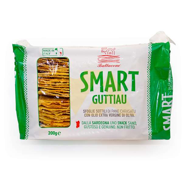 Хлеб Карасату Гуттиау Смарт, сардинский слоеный хрустящий хлеб с оливковым маслом, PANIFICIO BATTACONE, 0,200 гр (пласт/ван)  PANIFICIO BATTACONE Италия
