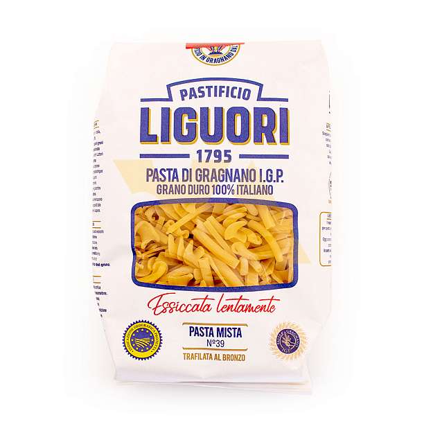 Паста Миста №39, паста из Граньяно I.G.P. из твердых сортов пшеницы, LIGUORI, 0,5 кг (бум/упак)  Liguori Pastificio Италия