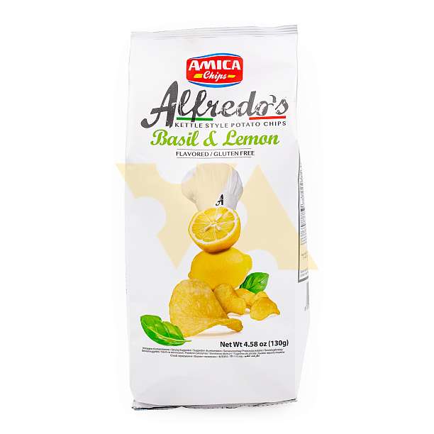 Чипсы картофельные со вкусом лимона и базилика ALFREDO'S, T.M. AMICA CHIPS, 0,130 кг  Amica Chips Италия
