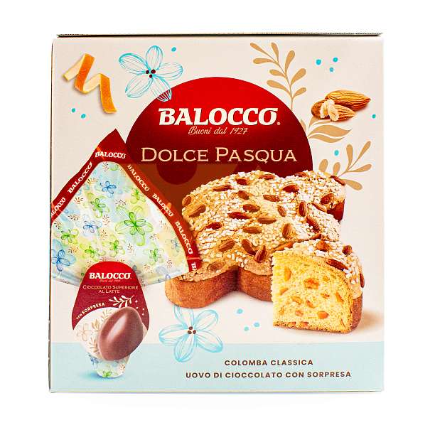 Набор Пасхальный (Коломба классическая 750 гр и Яйцо шоколадное с сюрпризом 150 гр), BALOCCO, 0,900 кг (карт/кор)  Balocco Италия